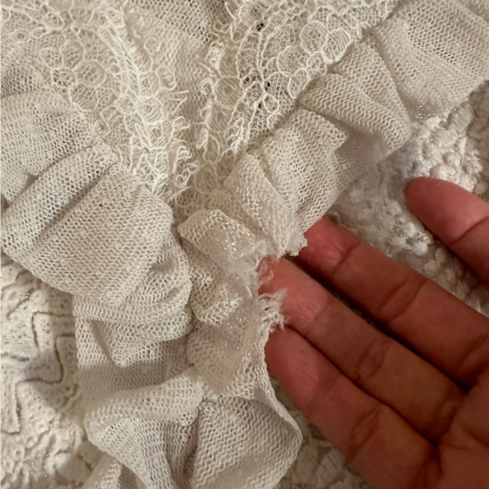Three Floor Revolve Off White Lace Ruffle In Line Dress Size Small - Picture 7 of 11